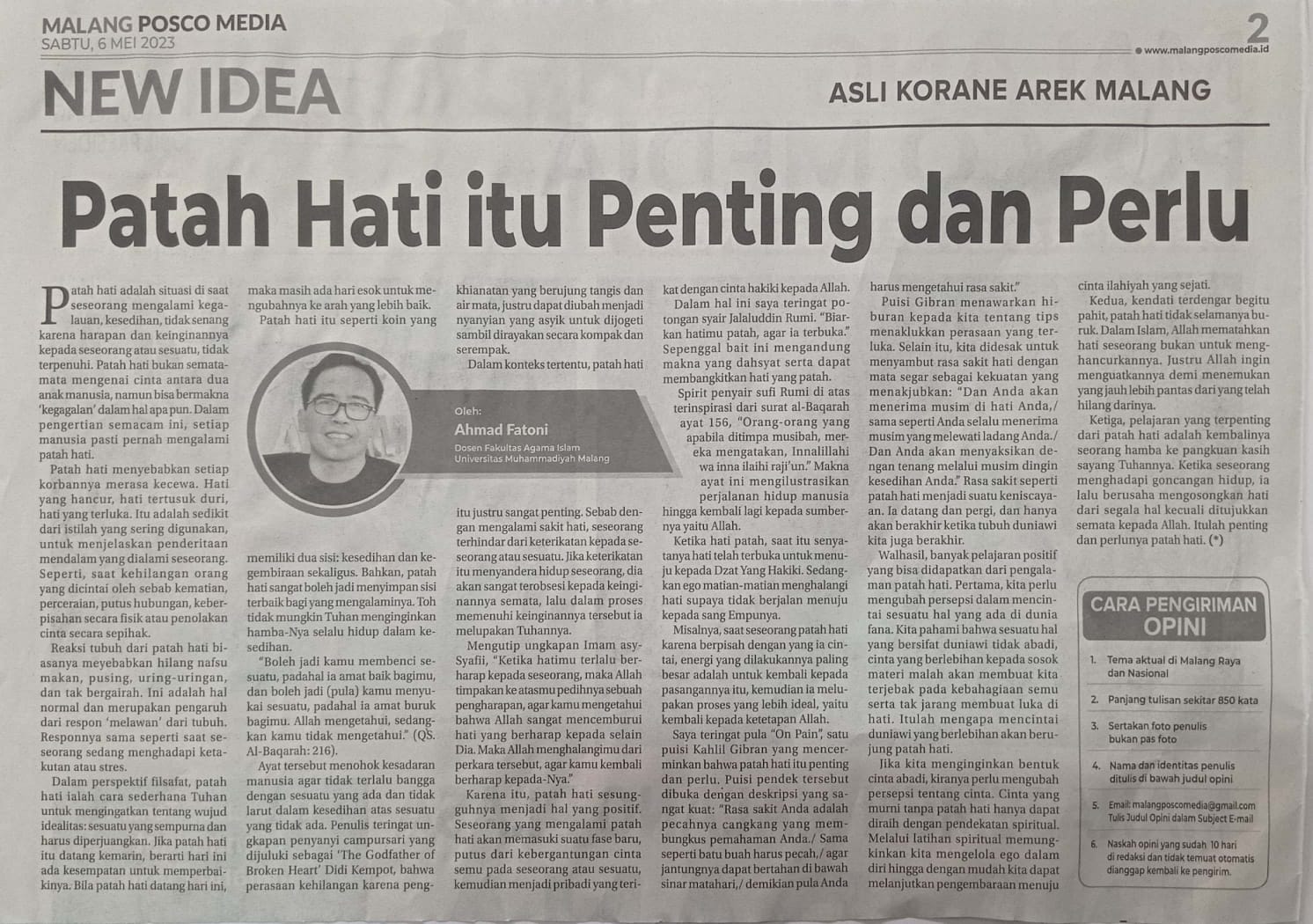 Patah Hati Itu Penting Dan Perlu Malang Posco Media Umm Dalam